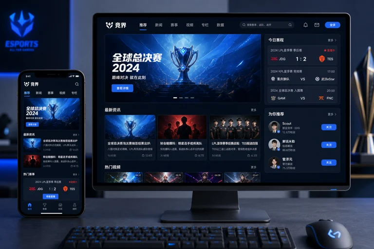 移动端浏览电竞资讯与活动更新的界面示意